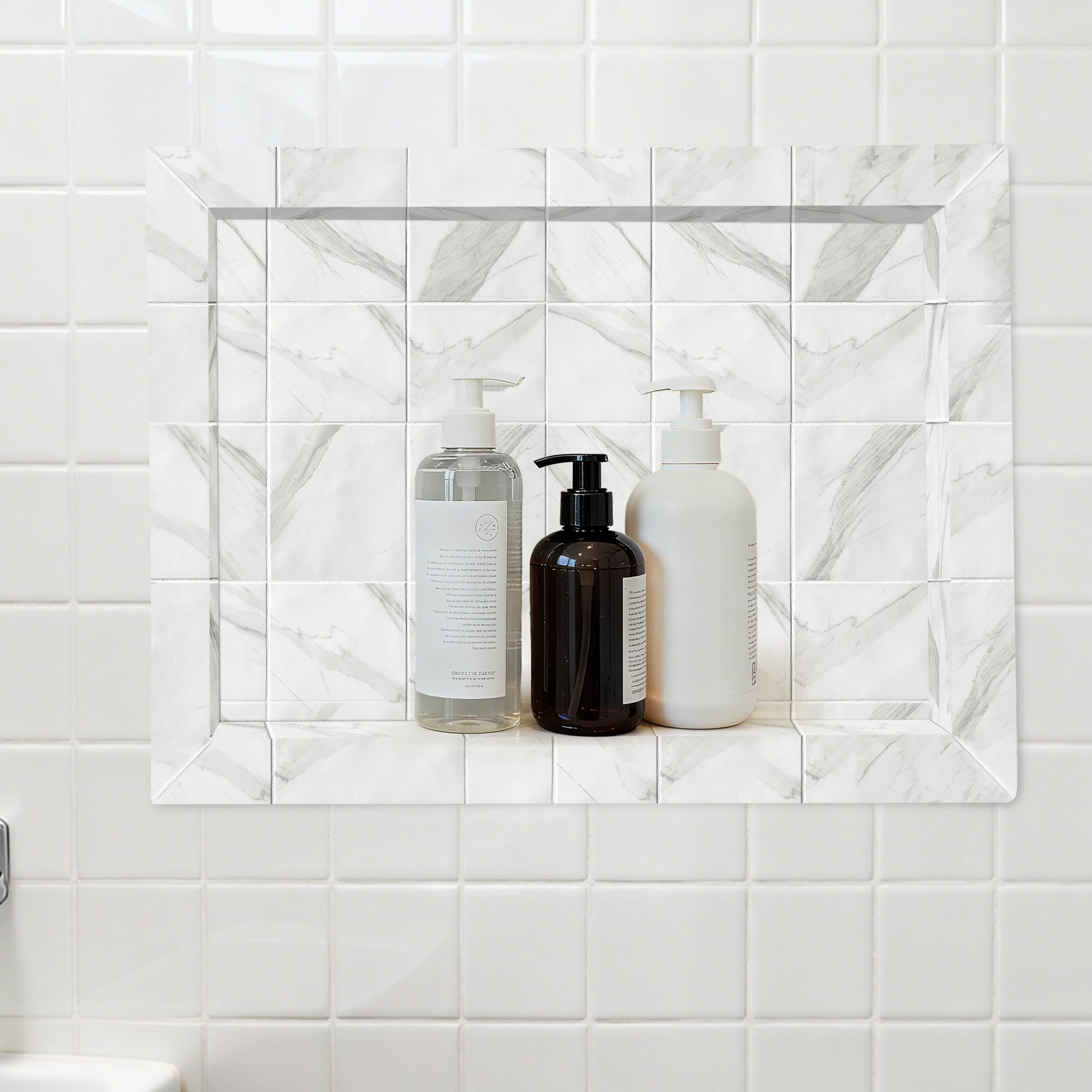 Fliesenfertige Dusch-Nische 12 x 20 Zoll, wasserdichtes Einbau-Duschregal für Bad & Dusche – nahtlos integrierbar, einfache Montage, moderne eckige Ecken – Grau