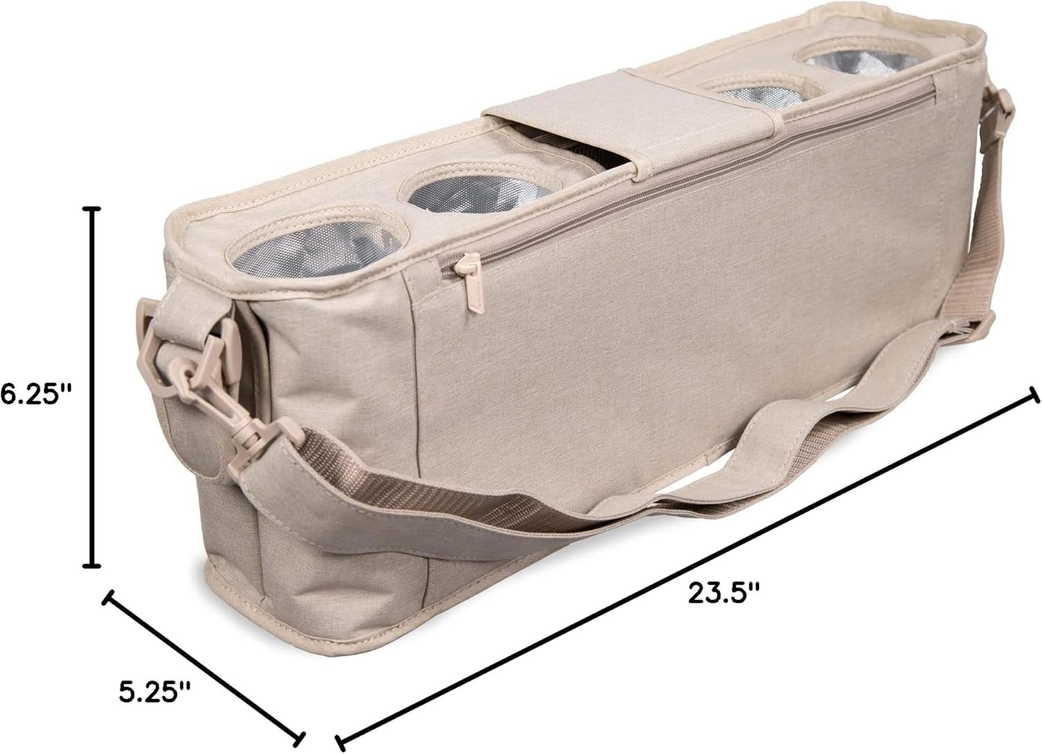 WONDERFOLD Universal Parent Console Stroller Organizer with Insulated Cup Holders, Hook & Loop Closure Handle Attachment, 2 Storage Pockets, Removable Shoulder Strap for Easy Transport