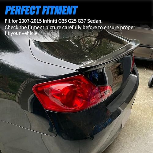 Miniatura 2 de RoyalParts Alerón trasero compatible con Infiniti G35 G25 G37 Q40 de 4 puertas modelo sedán de 4 puertas, alerón de maletero (estilo fibra de
