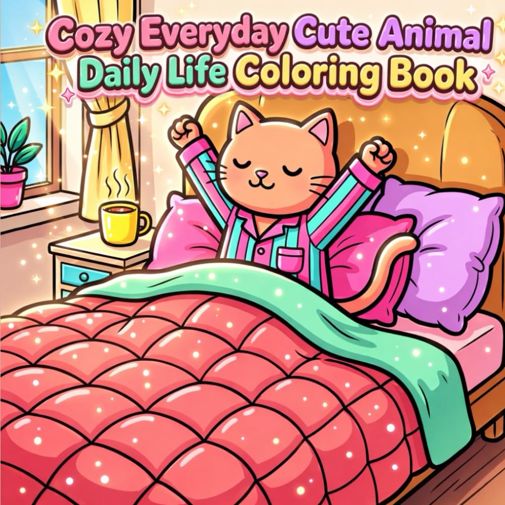 Cozy Everyday: Cute Animal Daily Life Coloring Book for Adults and Teens: | Relaxing Everyday Life Scenes | Bold & Easy Stress Relief Coloring