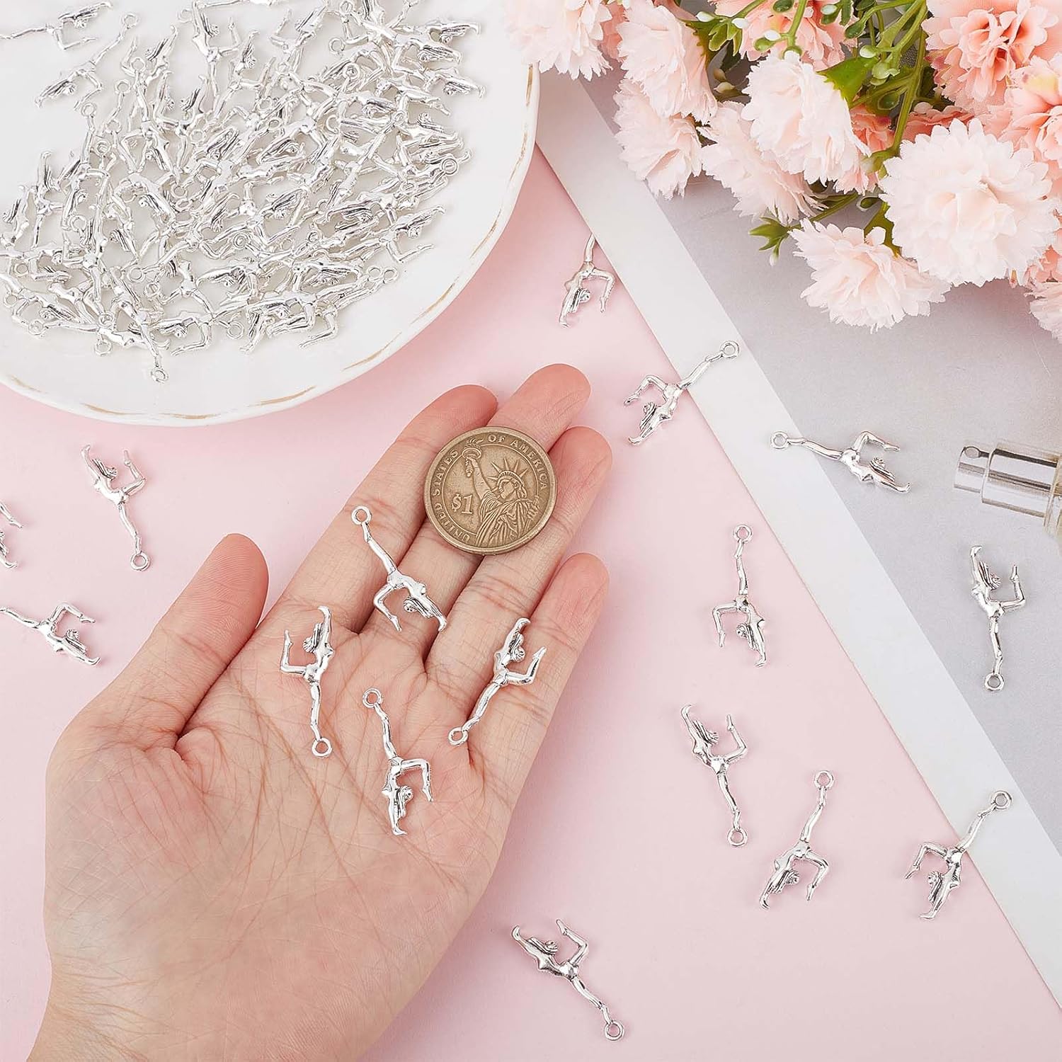 SUNNYCLUE 1 Box 80Pcs Sport Charms Sports Charms Bulk Gymnast Gymnastic Tibetan Style Alloy School Cheerleader Pendants for Jewelry Making DIY Bracelet Necklace Earrings Crafting - Image 3