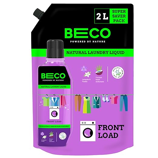 Beco Front Load Matic Laundry Liquid Detergent 2000 ml, Refill Pack, Ecofriendly Coconut based Surfactants with Lavender and Vanilla, 100% Natural & Plant-based, Chemical-free at Rs. 199