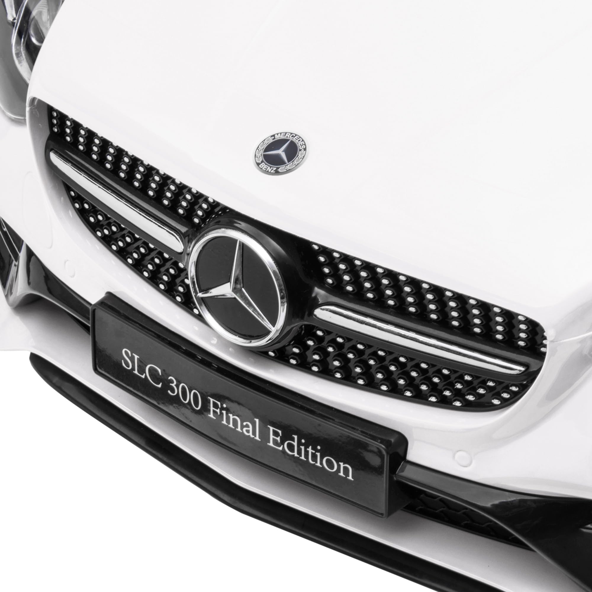 AIYAPLAY Macchina Elettrica per Bambini 3-6 Anni 12V Licenza Mercedes SLC 300, 3-5km/h Auto Elettrica per Bambini con 2 Motori, Sospensioni, Telecomando, Musica, Clacson e Fari, in PP Metallo, Bianco