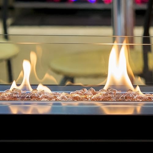 Miniatura 4 de Onlyfire - Vidrio de fuego poligonal de 12 pulgada, paquete de 10 libras, roca de vidrio para chimenea, hoguera y paisajismo, dorado elegante de