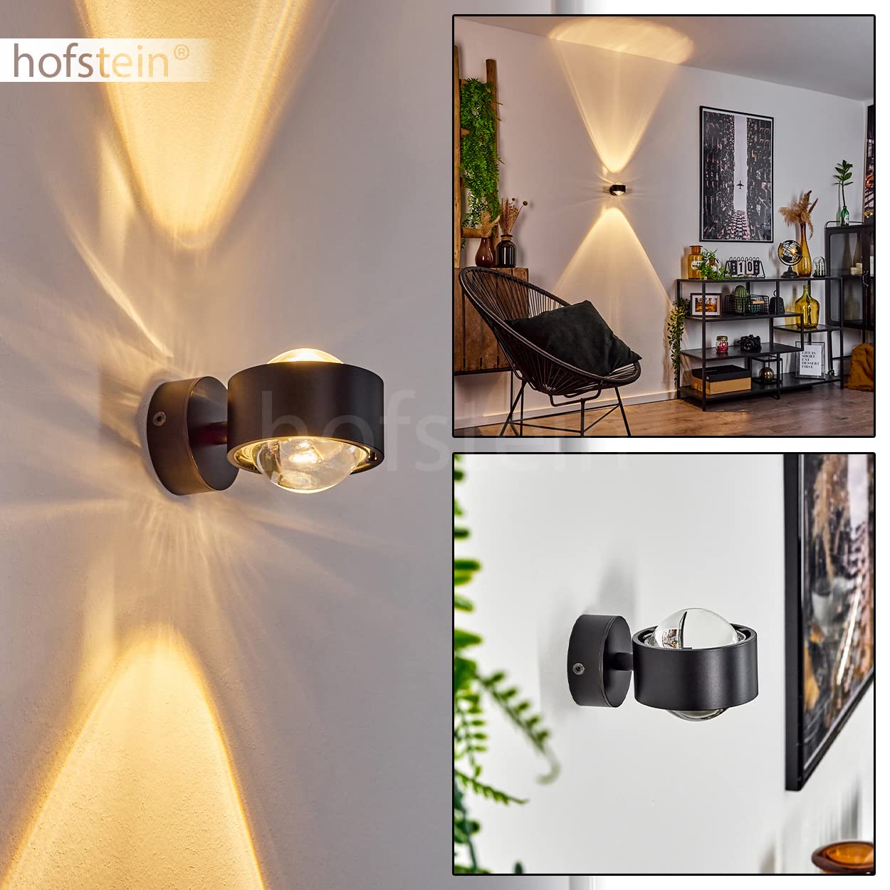Wandlamp Sapri, moderne wandspot van metaal/glas in zilver/helder, G9, zonder gloeilamp, wandspot met zijspleten en groot lichteffect, Up&Down lamp