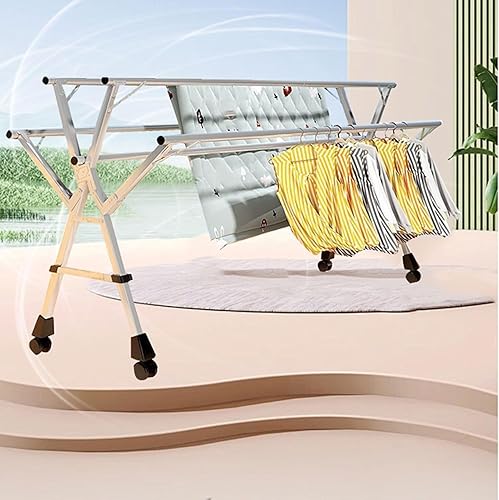 Miniatura 2 de Escurridor de ropa ajustable de acero inoxidable, estante portátil de 5 varillas para uso en interiores y exteriores, secadora de ropa plegable que