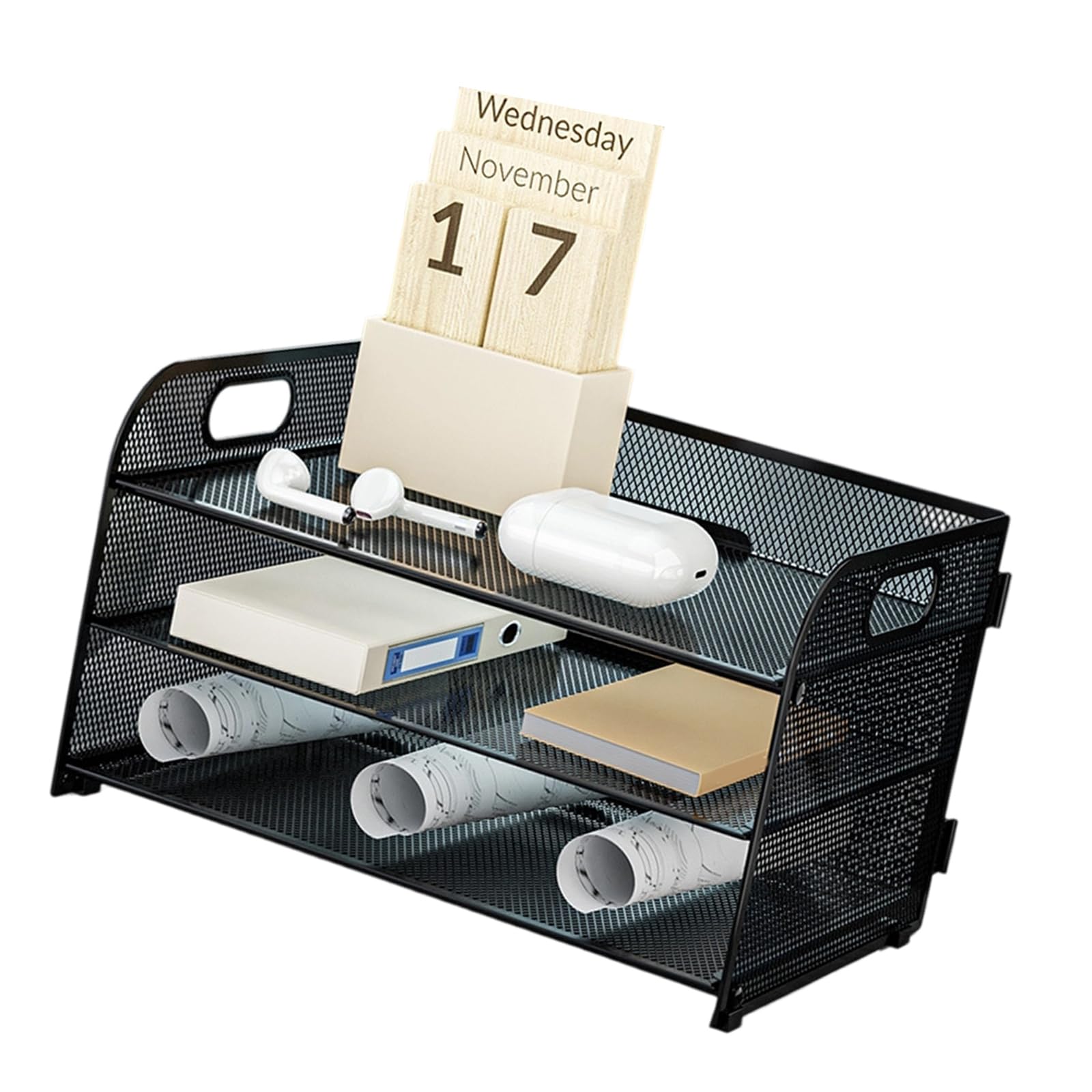 3 Tiers Filing Trays Paper Storage Letter Tray Desk Organiser with Handle Notebooks Sorter Rack Supplies Desk Organiser