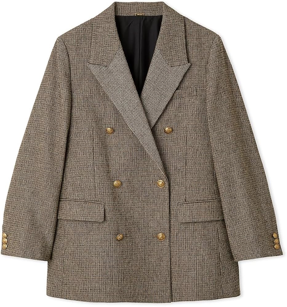 Amazon.co.jp: CHECK金釦ダブルブレストロングブレザー 09WFJ254137