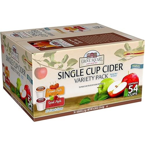 Grove Square Cider Pods, Variety Pack, Single Serve (Pack of 54) (Packaging May Vary)