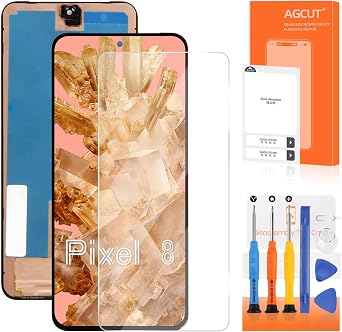 OLED for Google Pixel 8 5G LCD Screen Replacement for Google Pixel 8 LCD Display GKWS6, G9BQD Screen Touch Digitizer Assembly Repair Part No Framewith Fingerprint Function