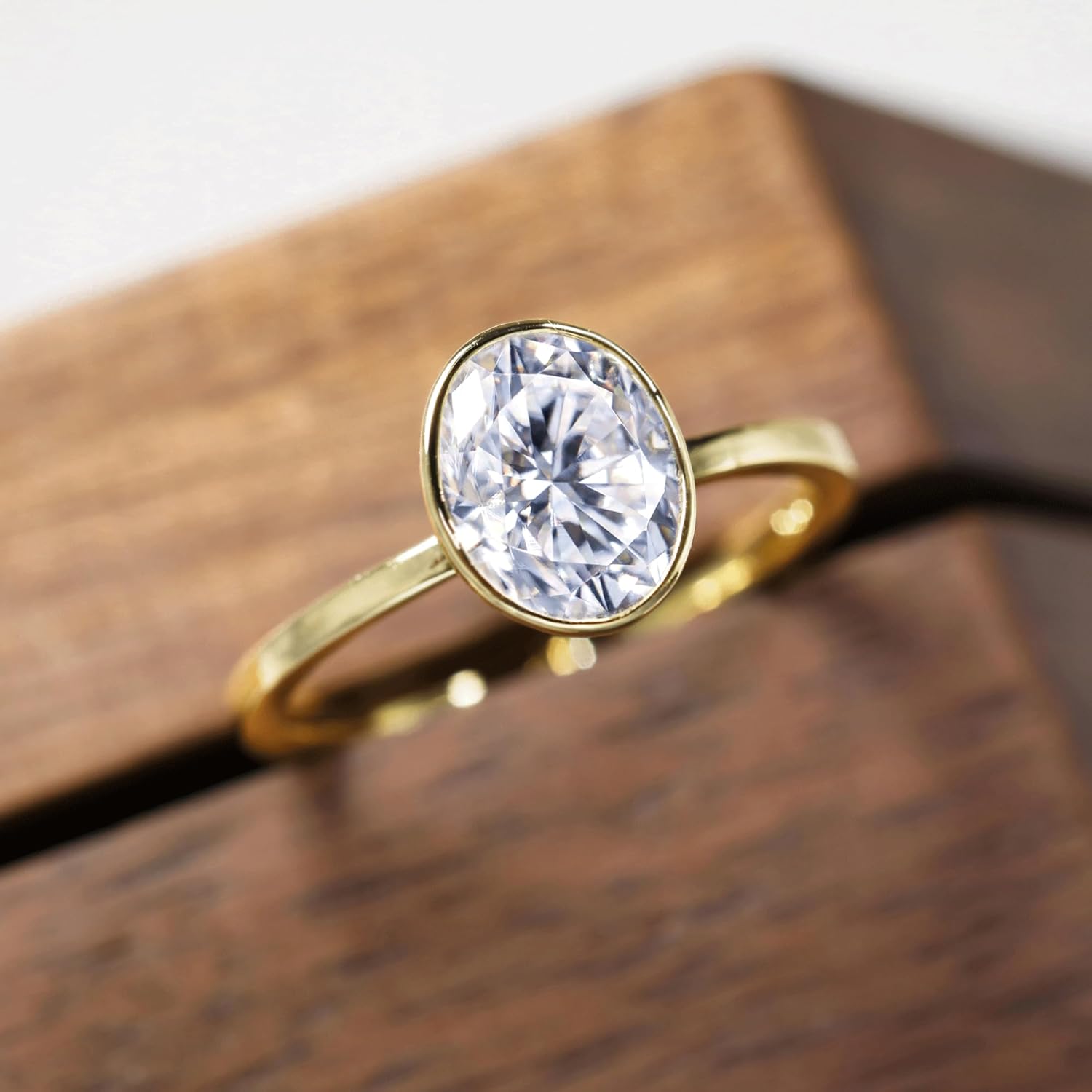 Dulin 1ct/2ct/3ct Oval Engagement Ring for Her 14K Gold Plated Sterling Silver with Cubic Zirconia Minimalist Wedding Gift for Wife Valentine's Day Anniversary Promise - Image 4