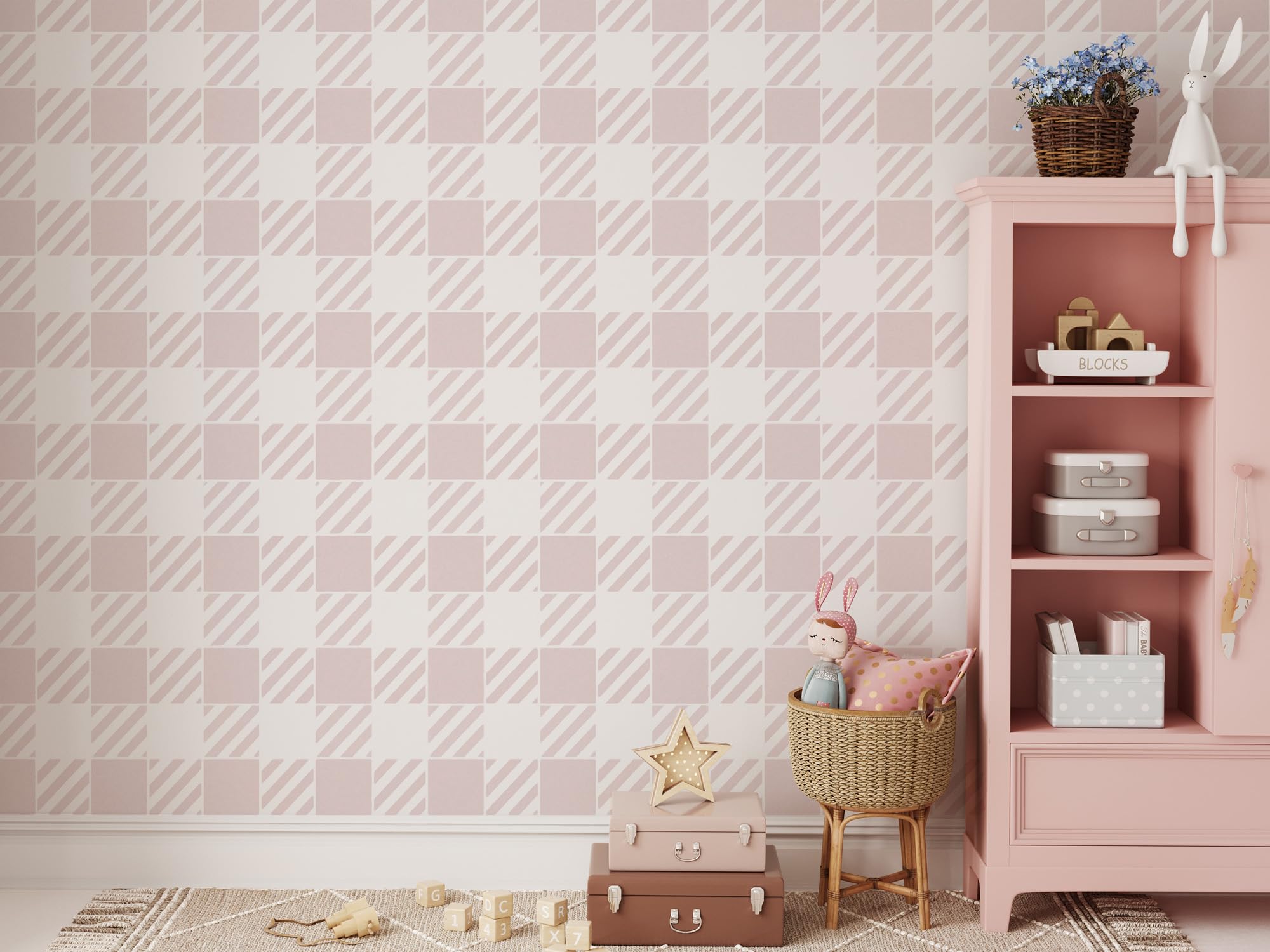 Gingham Muster Wanddekoration Schablone, Kariert, Tartan, Kariert, Kinderzimmer Dekor, Groß Schablone für Malen Wände, Böden, Stoffe & Möbel (Größe 77CM/30 ")