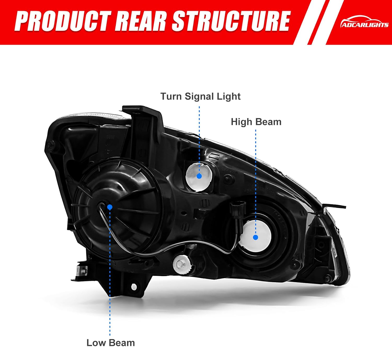 Headlight Compatible with Altima 2005 2006 Chrome Housing Amber Reflector Replacement Pair Does NOT fit Factory HID models（W/O Bulbs）