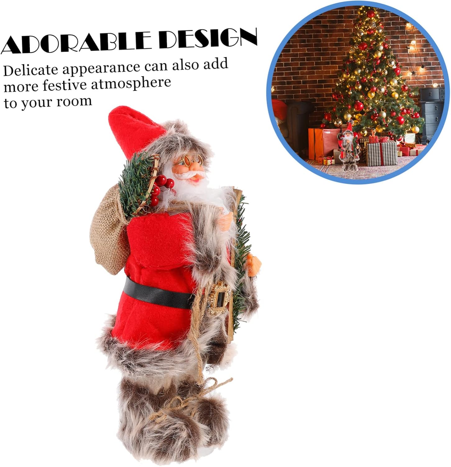 Christmas Decoration Santa Claus Figurine Ornament for Window Display Red Holiday Decor for Home School Office and Shops