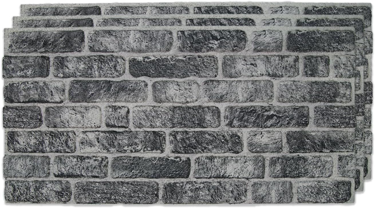 IZODEKOR 3D Wall Panels Brick Effect - Cladding, Stone Look, Styrofoam Facing for Living Room, Kitchen, Bathroom, Balcony, Bedroom and Back of Counter | Old Town (3 Piece Panel) | Covers 16 sq ft