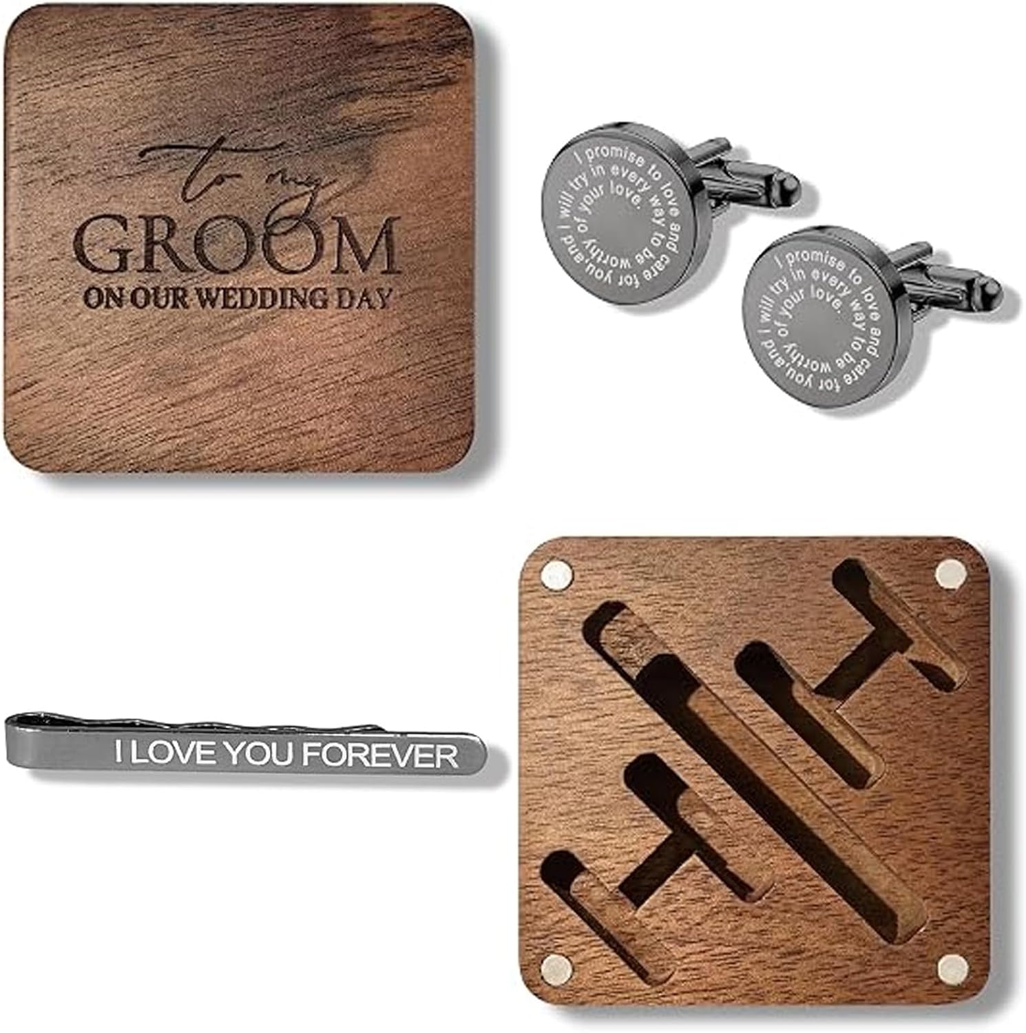 Mens Cufflinks and Tie Clip - Gifts for Husband from Wife - Anniversary, Birthday Gifts for Husband