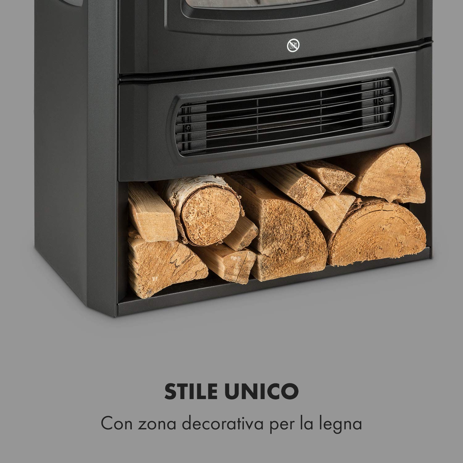 Klarstein Camino Elettrico, Caminetto Elettrico 2000 W, Camino Finto a Riscaldamento Elettrico a Basso Consumo, Fuoco Finto LED, Spazio per Legna, Termocamino, Termostato