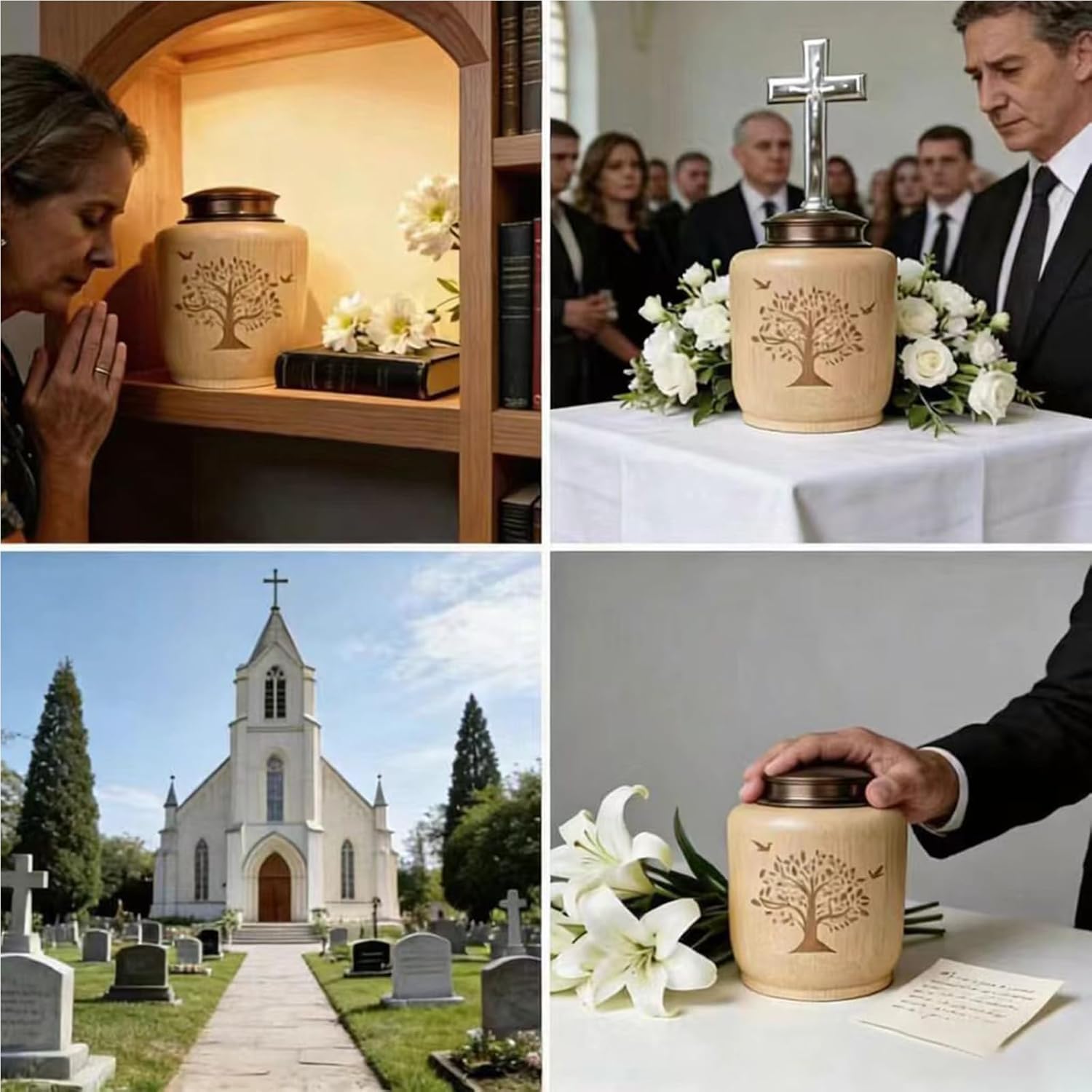 LIUBXUXBamboo Cremation Urn for Human Ashes – Medium Size 75 Cubic Inch – Decorative Tree of Life Design – Suitable for Adult Male and Female – Keepsake Ash Container for Home or Memorial Display - Image 5