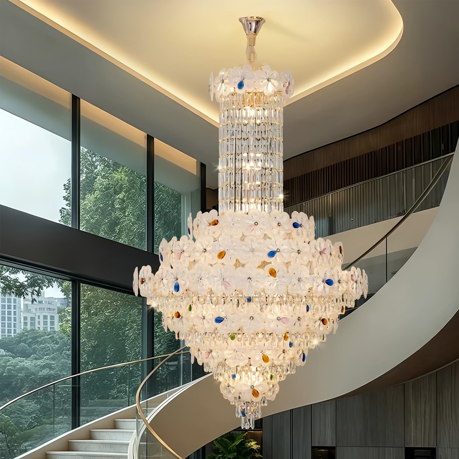 Lampadario Vetro Sospeso, Grande Lampadario Cristallo Stile Francese