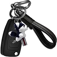 Vista 2 de Idakekiy Llavero de cuero de microfibra con 4 llaveros giratorio de 360 grados, organizador universal para llavero