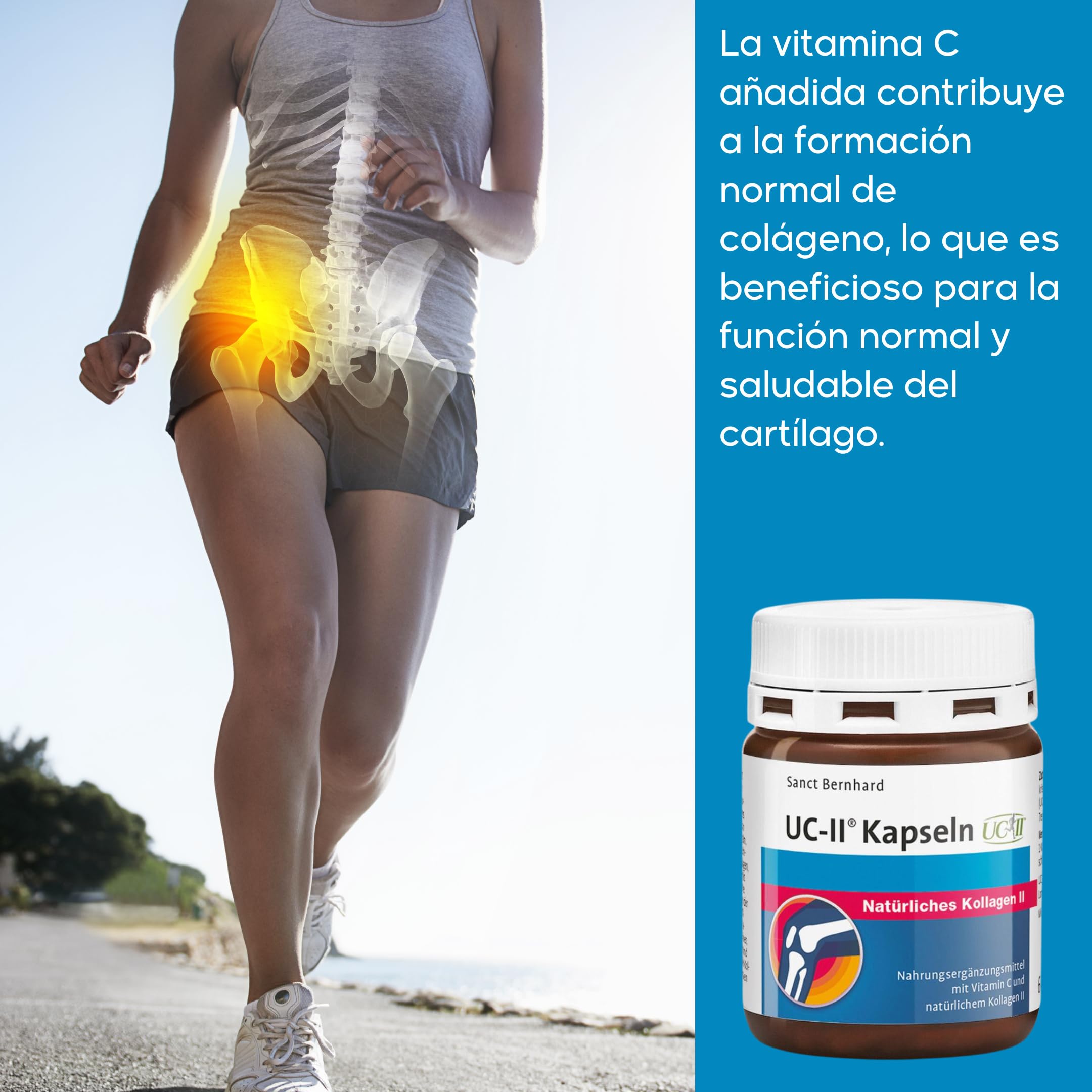 UC-II Colágeno 3x 60 Cápsulas - Complemento con Colágeno tipo II natural y Vitamina C