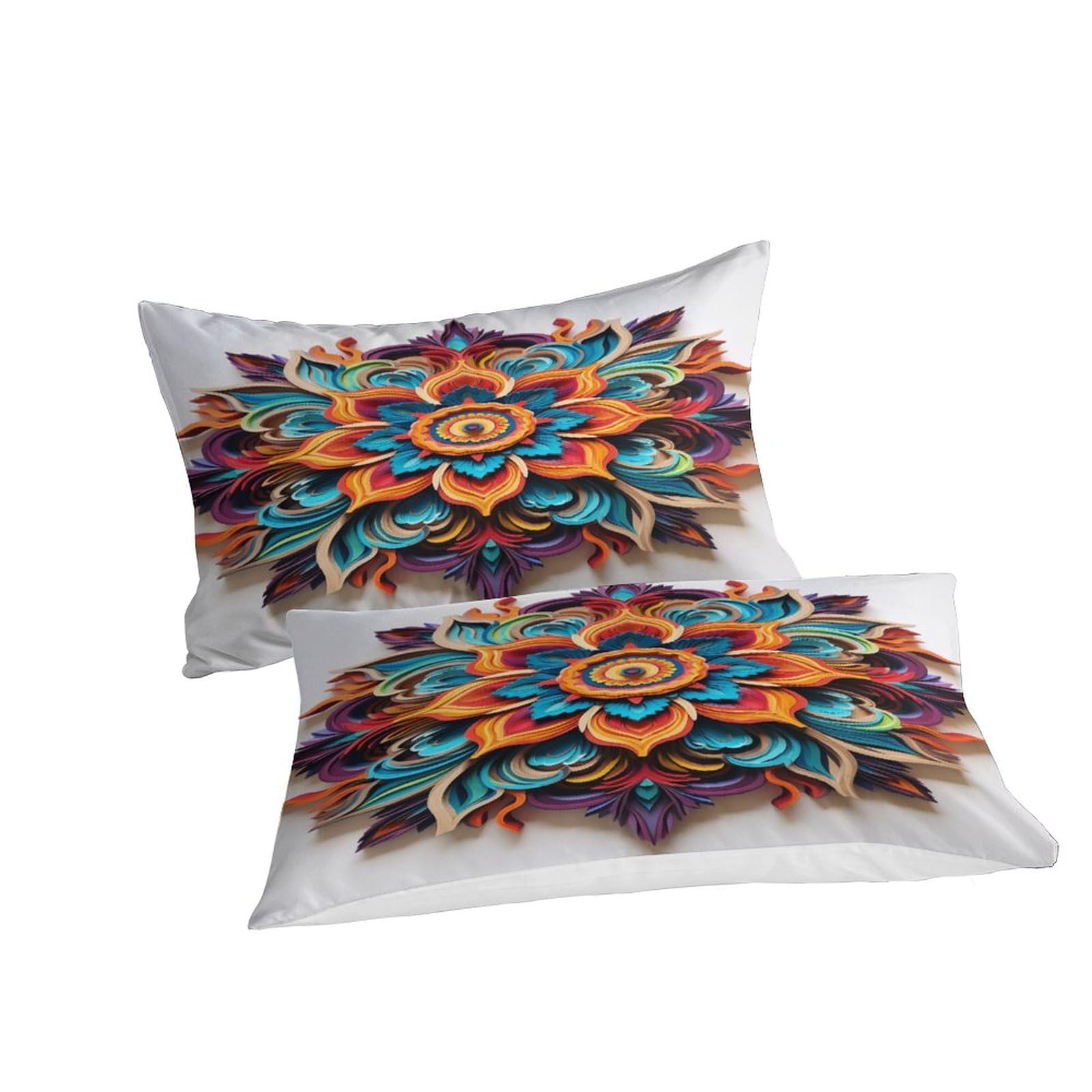 JMORCO Set Di Microfibra Da Letto Per Mandala colorato Con Stampa 3D, Design Ai Copripiumino Con Cerniera, Incluso Copripiumino E Federe, Biancheria Da Letto Per Ragazzi E Ragazze Double(200x200cm
