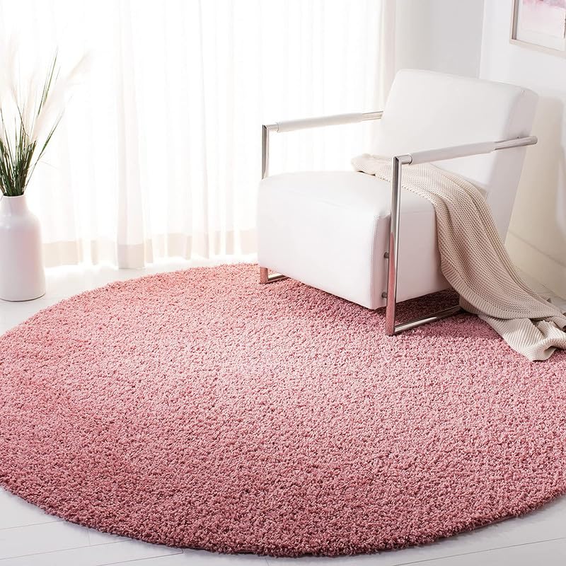 Image of 3x3 feet Soft Area Rug for Living Room and Bedroom, Modern Indoor Floor Carpet with Non-Slip Backing, Comfortable Decorative Home Decor Rug, Easy Clean & Durable- (Pink BL, Round)