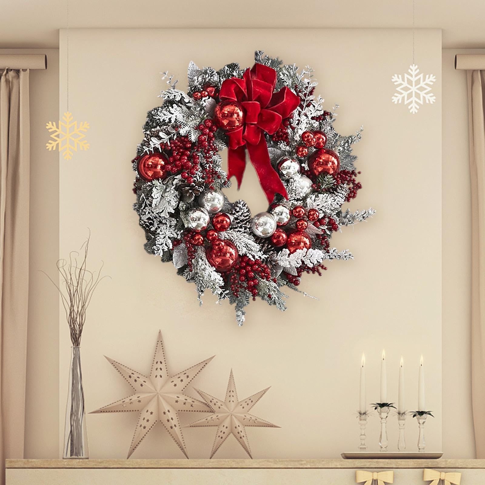 Amazon｜Pitycbo クリスマスリース フェイクグリーン ホームインテリア