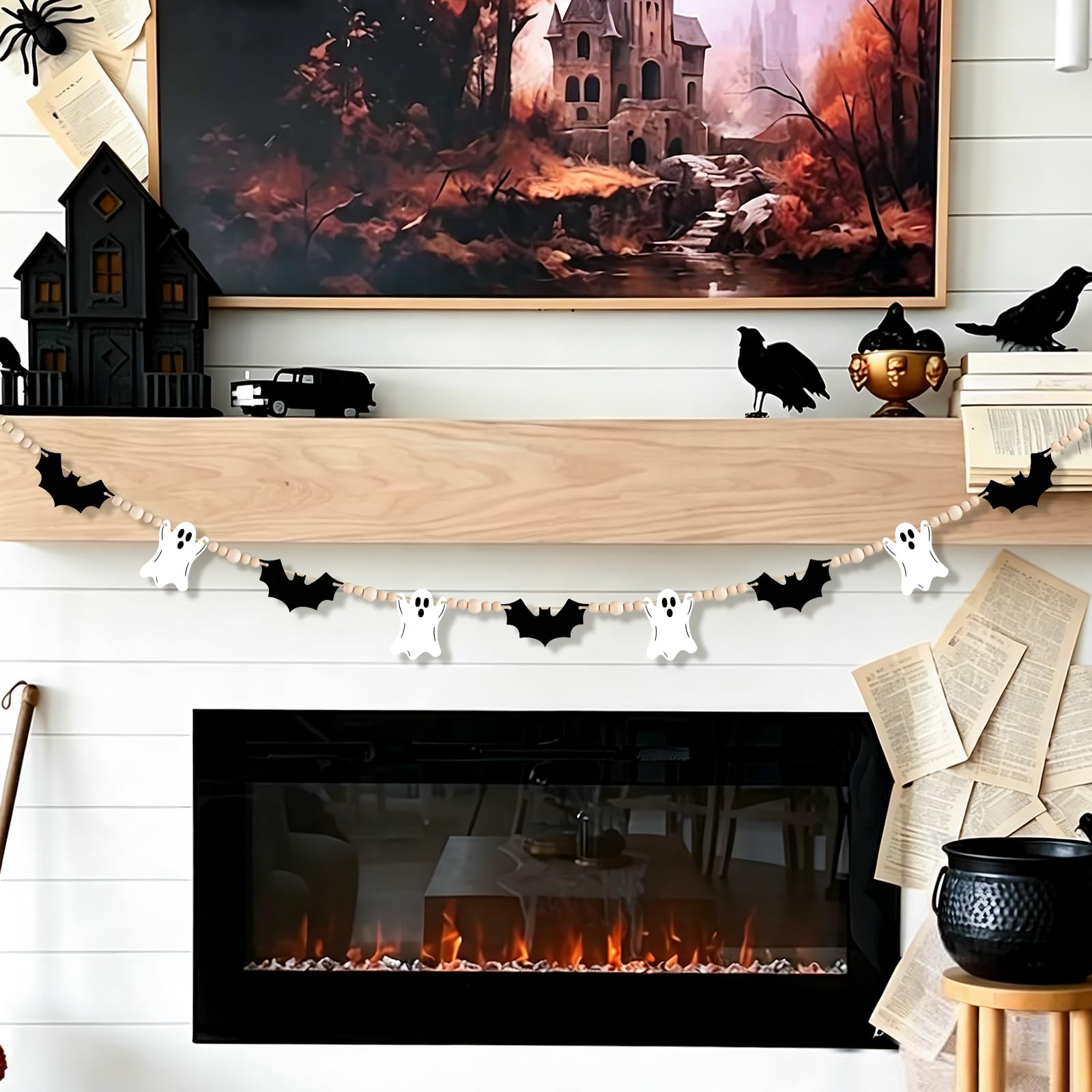 Halloween Ghost & Bat Garland - 5.7FT -5