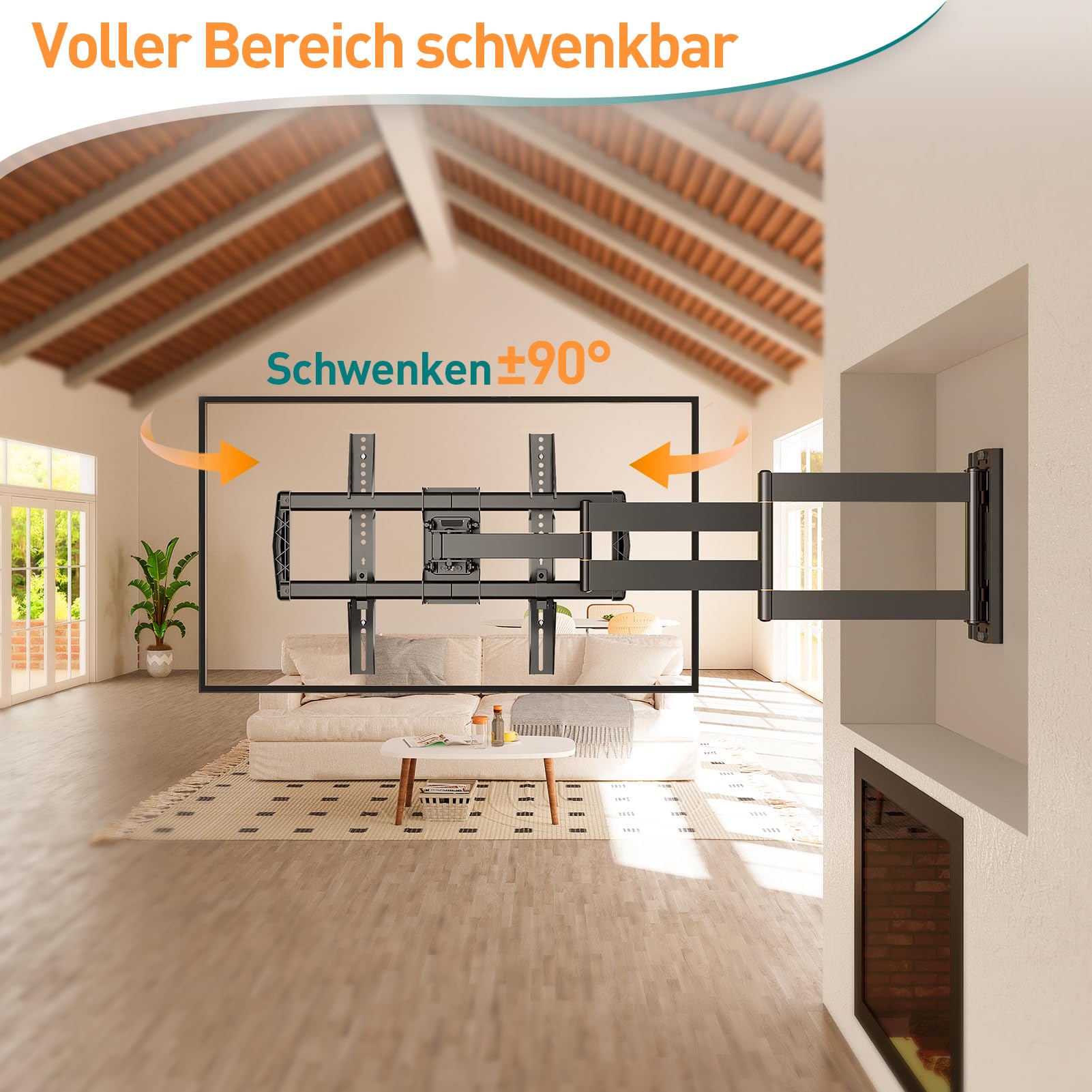 ELIVED Supporto da parete per TV a braccio lungo con 962 mm per TV Most 42-75 pollici, Full Motion TV Mount swivelling and Tilting, Holds up to 45 kg. Supporto TV Max VESA 600 x 400 mm EV3038