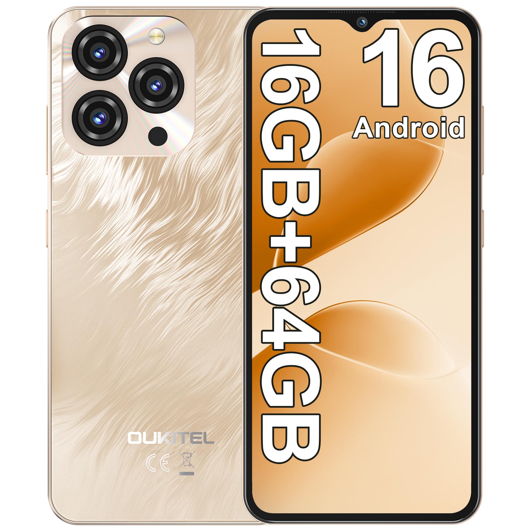 OUKITEL C3 Smartphone Android 16, 16GB+64GB/1TB Telefono Cellulare, 6.52" | 5000mAh Batteria Telefoni Cellulari, 13MP+5MP Camera, Cellulari e Smartphone Dual 4G SIM/Face ID/OTG/GPS/3.5mm Jack Telefono