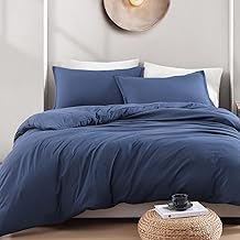 LANE LINEN Double Duvet Cover Set Navy - Pre Washed Soft Microfibre Polyester Duvet Cover with Pillow case - Bedding Quilt Cover Set