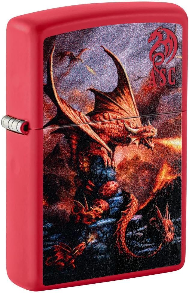 Encendedor Zippo con grabado personalizado diseño dragón rojo mate miniatura 1