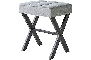 IBUYKE Heightened Foot Stool with X-Leg Foot Rest, Linen Footrest Stool