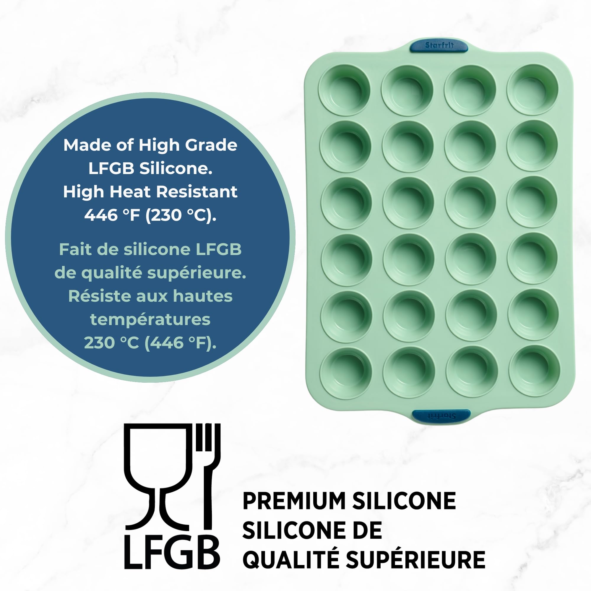 STARFRIT Moldes de silicona para hornear, 24 mini magdalenas