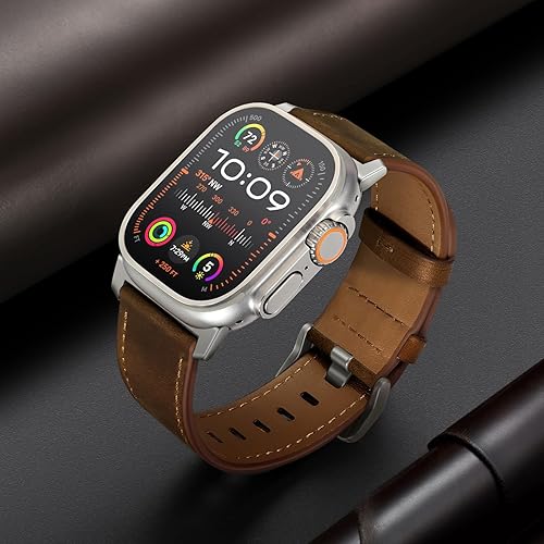 Vista 144 de UUPWPOKT Correa de cuero compatible con Apple Watch Ultra 3/2/1 Band de 1.929 in, 1.811 in, 1.772 in, 1.732 in, 1.654 in, correa de cuero genuino