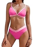 Womens Sexy Triangle Bikini Set High Cut Bathing Suits Color Block Two Piece Swimsuit 2025