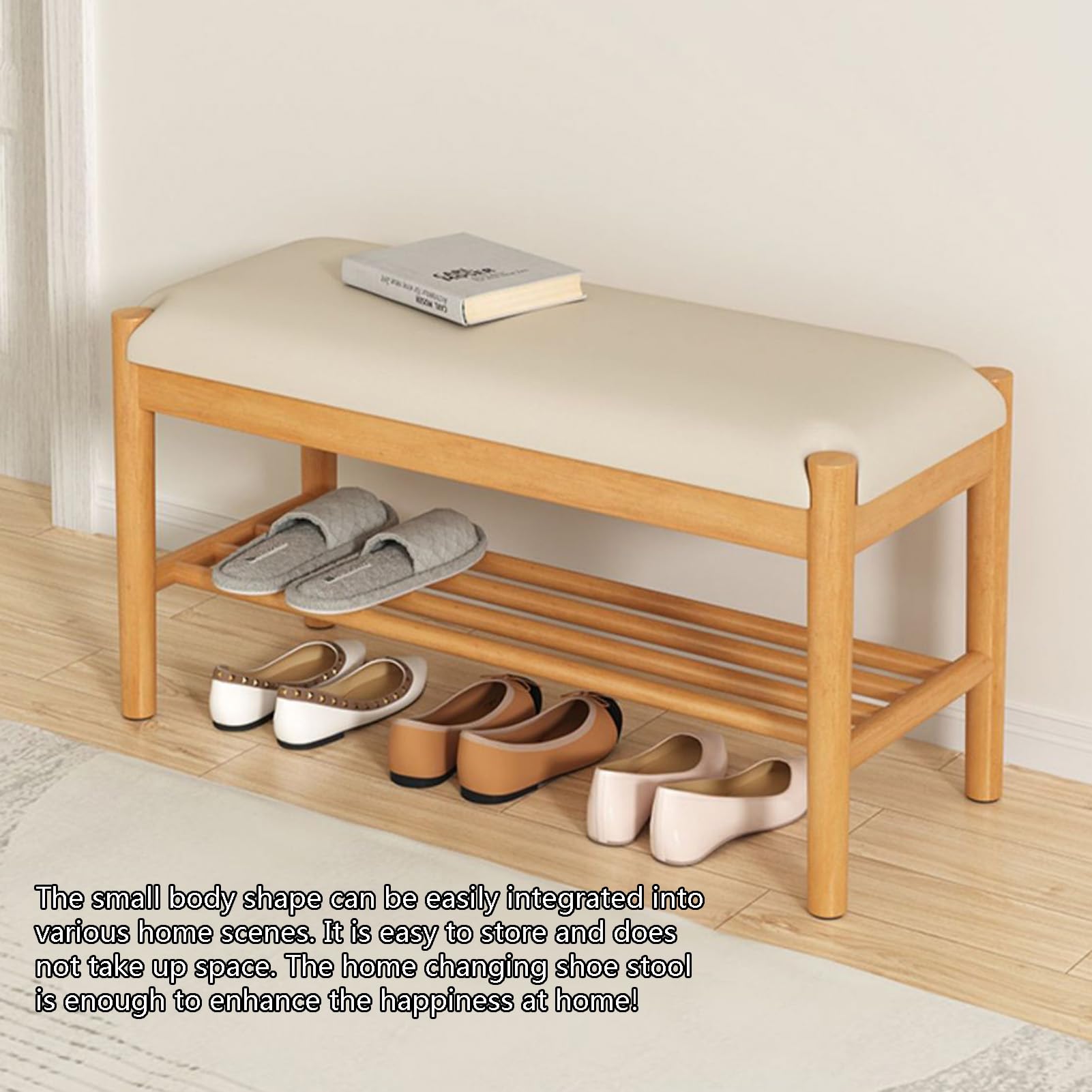 Impermeable Taburete De Zapatos 60×30×40cm, Zapatero con Asiento para Recibidor Pequeño, Banco Zapatero Almacenaje Ideal para Entrada, Baño, Sala De Estar, Pasillo