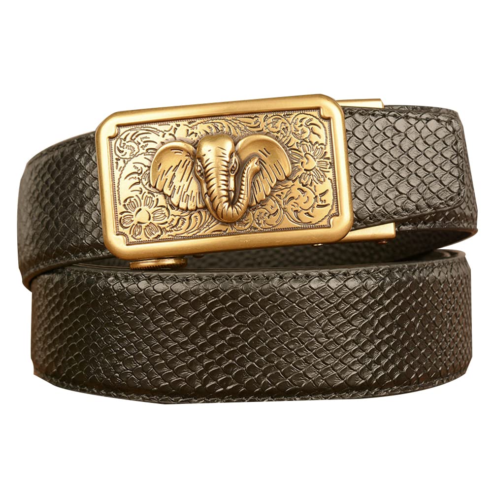 BDAYEK Men's Belt Men's Automatic Buckle Belt, Antioxidant Stretch, Ratchet Closure, 120Cm/47Inch