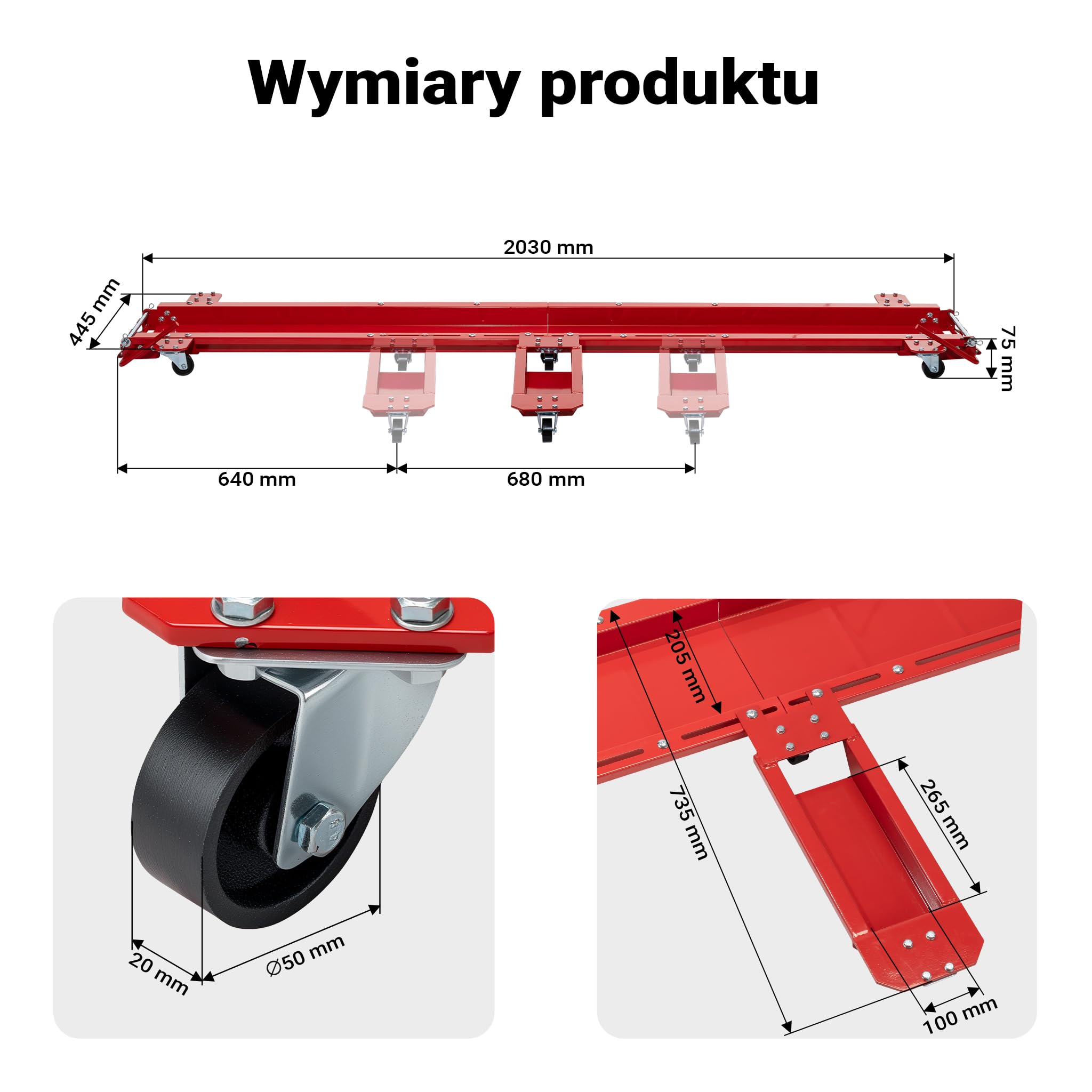 Szyna manewrowa dla motocykli o masie do 570 kg Pomoc przy manewrowaniu Podnośnik manewrowy Płyta manewrowa