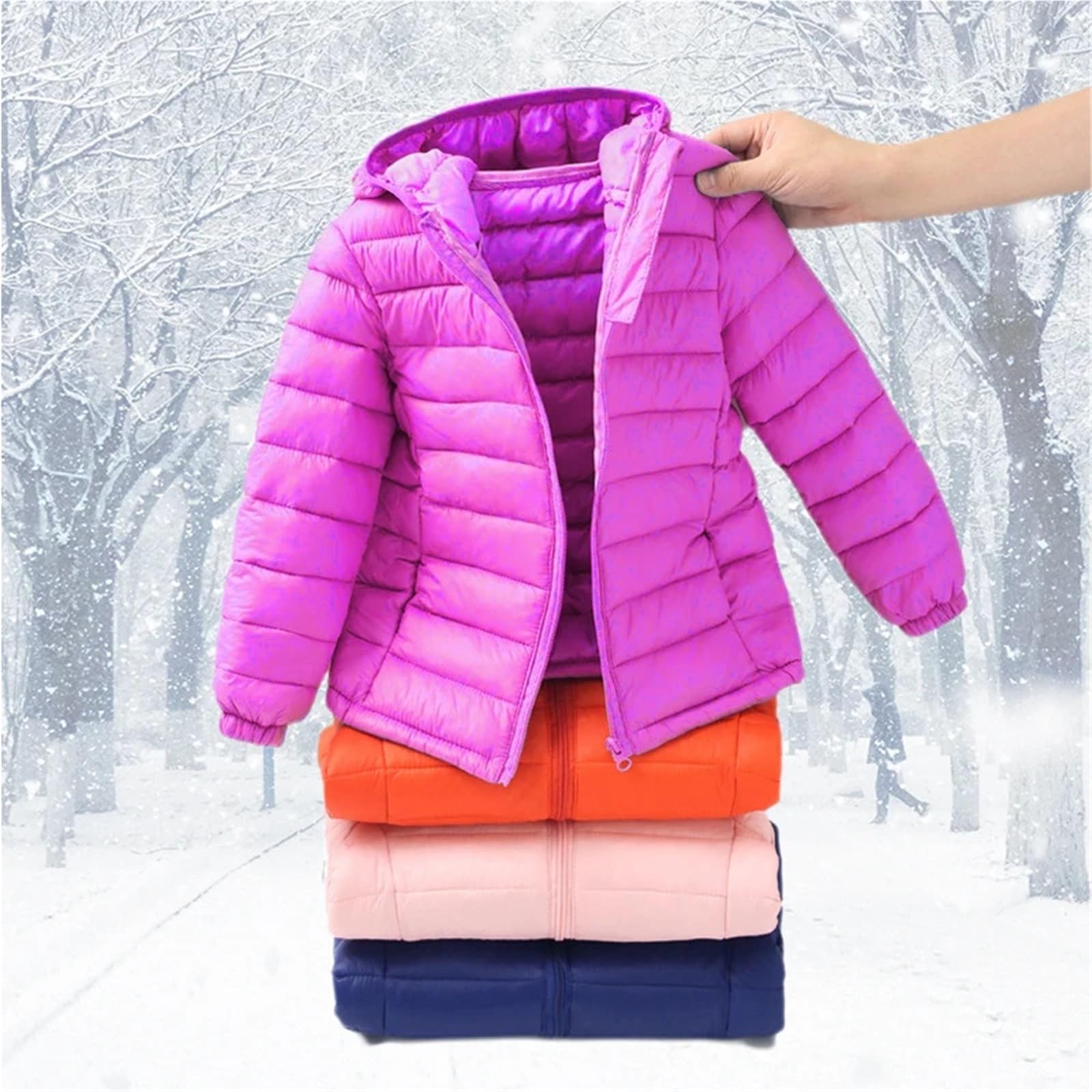 Children's Winter Hooded Down Jacket - Plush Thicken Lightweight Parka for Boys & Girls (4-6 Years)