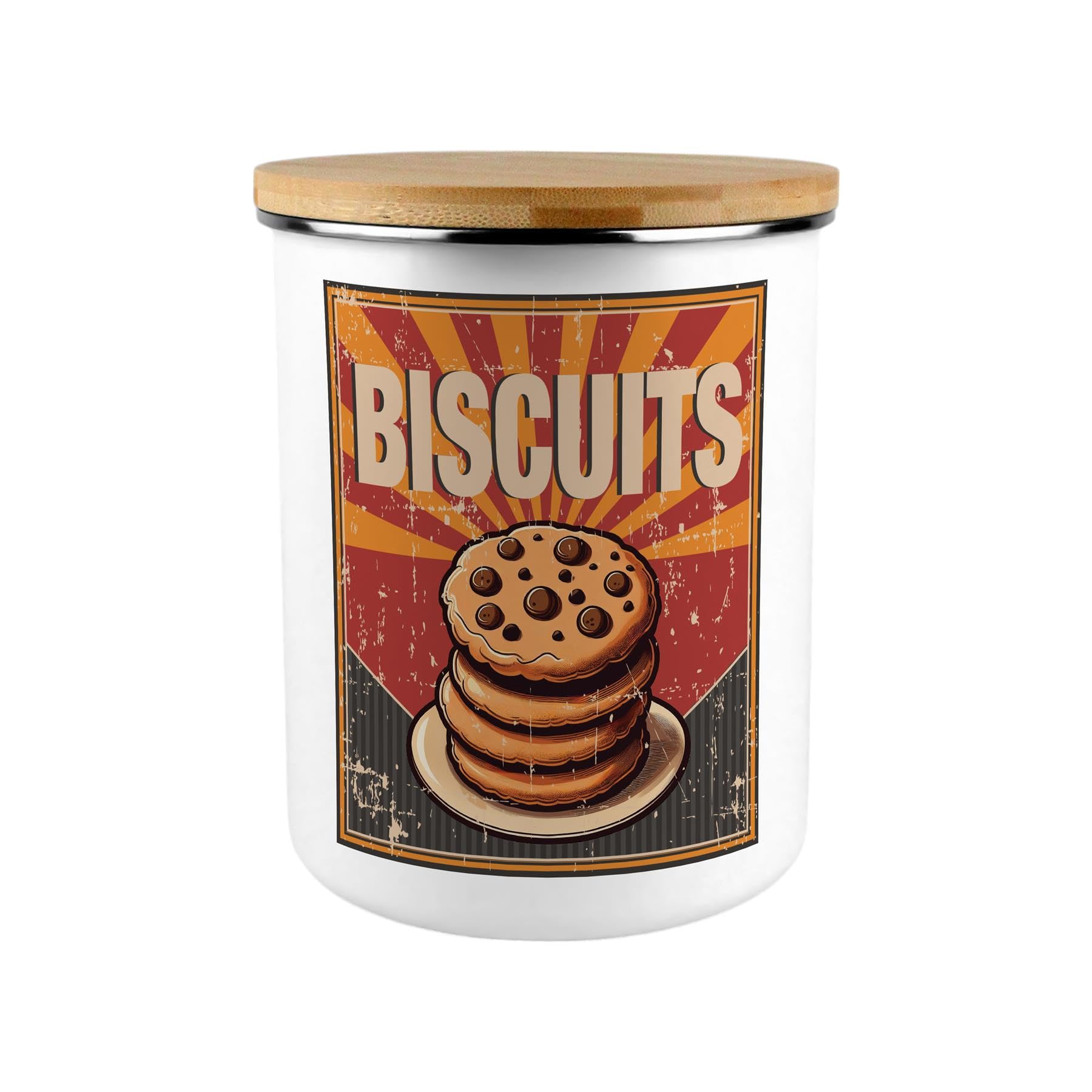 Retro 1950s Biscuit Storage Canister - 2.7L Extra-Large Enamel Home & Kitchen Organisation Container