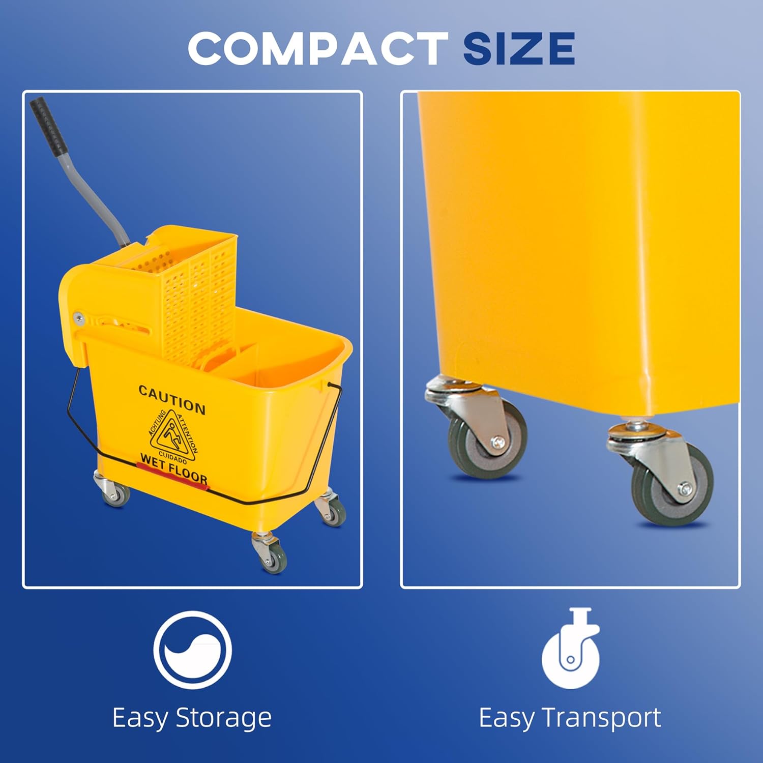 Basics Side Press Wringer Combo Commercial Floor Cleaning Rectangular Mop Bucket on Wheels