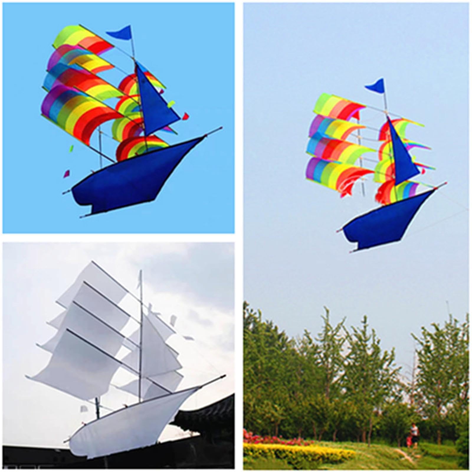 Cometa de velero arcoíris 3D para Deportes al Aire Libre, Coloridas Actividades de Vuelo de Barcos, Grandes y emocionantes Cometas de Playa para la diversión Infantil,