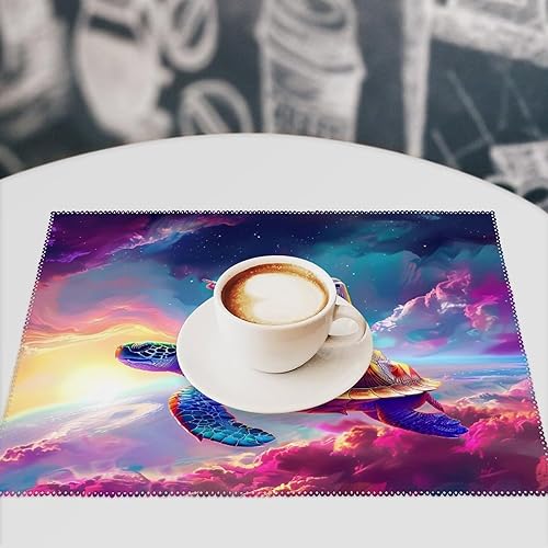 Miniatura 7 de Astronaut-Turtle Placemats Set of 6 Resistant Table Mats Washable Place Mats for Dinner Party Table Decoration