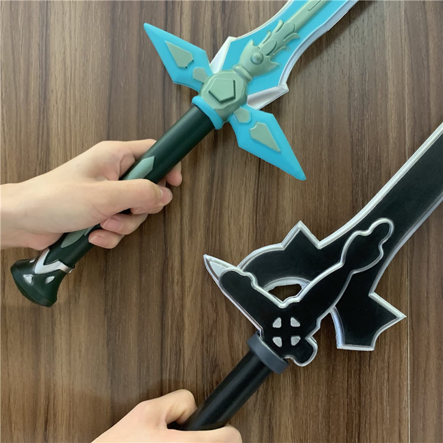 Halloween Prop Foam Kirito Kirigaya Dark Repulsor Elucidator LARP Espada Set 2pcs Azul y Negro