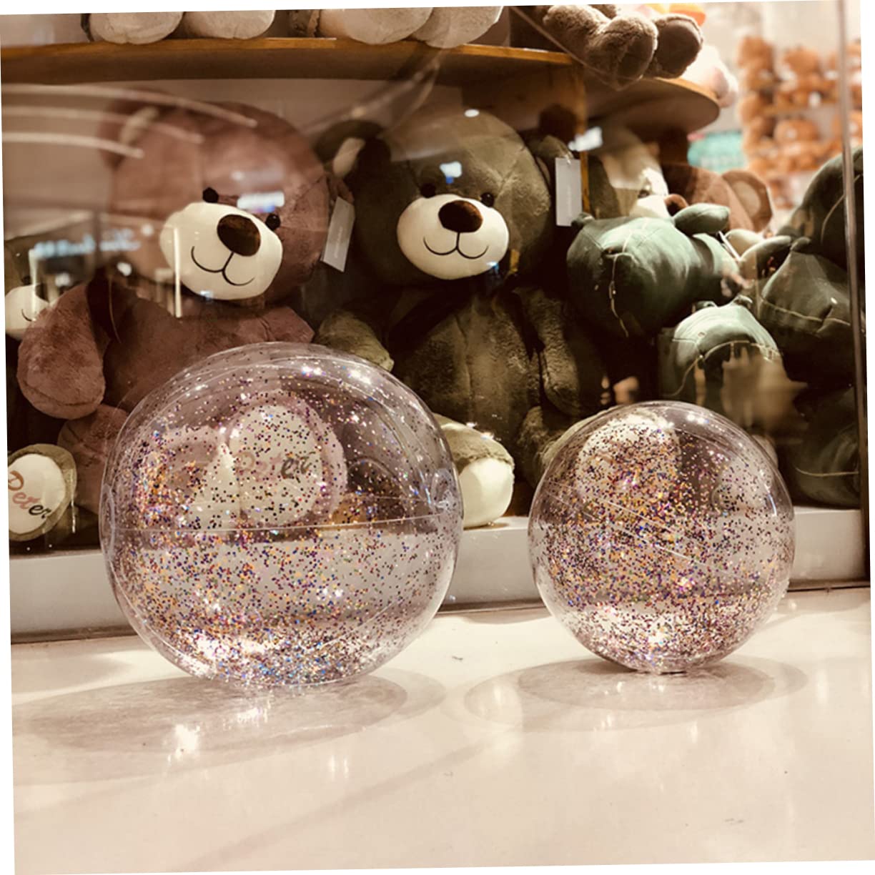 Garneck 3pcs Transparent Sequin Inflatable Beach Balls for Glitter Fun Play Balls for Summer Pool Parties Beach Activities Birthday Celebrations and Photo Props