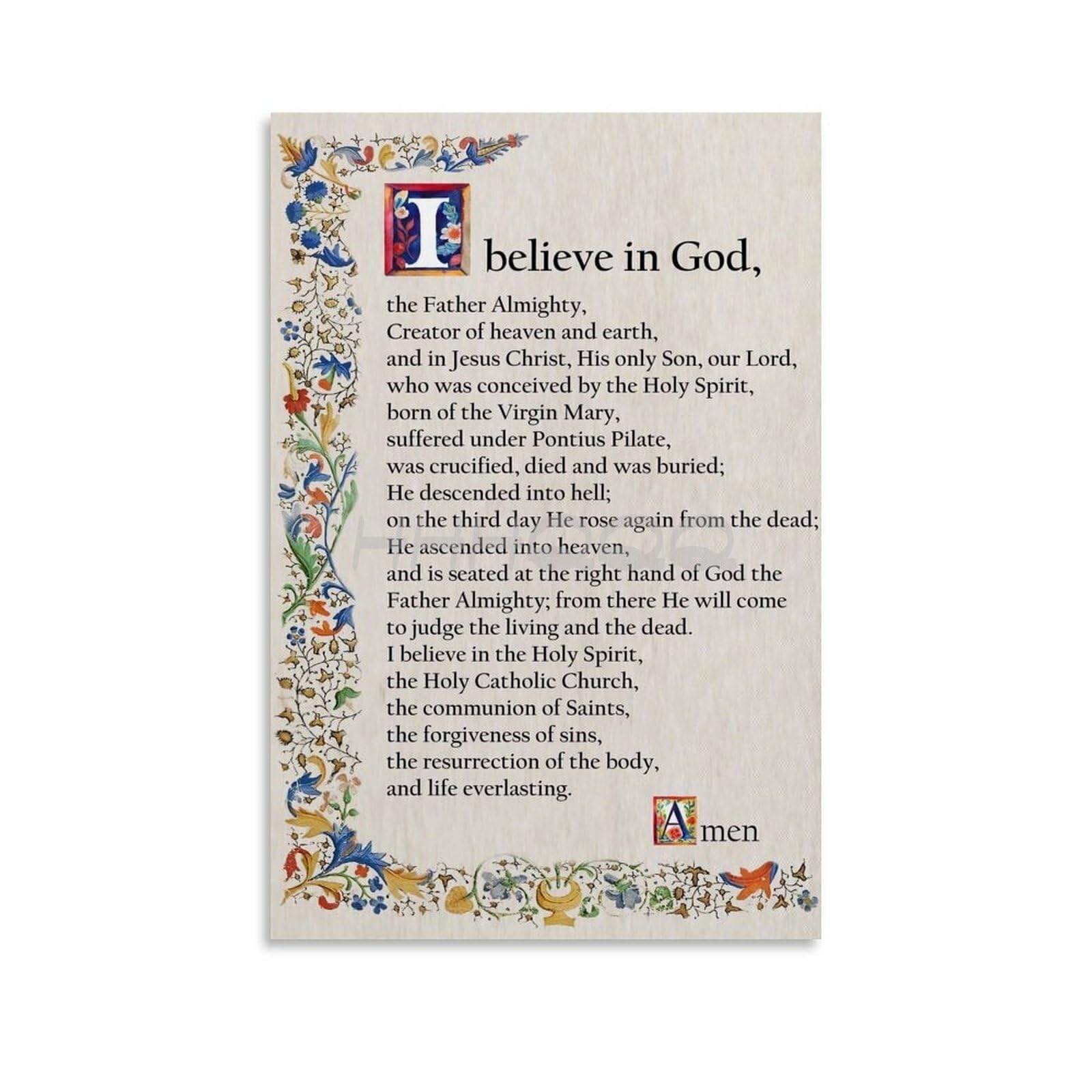 HGETJOHXEM Family Faith Decor Apostles Creed Canvas Wall-Art Catholic Home Blessing Print for Living Room Wall Bedroom and Entryway Decor(Unframed,12x18inch(30x45cm))