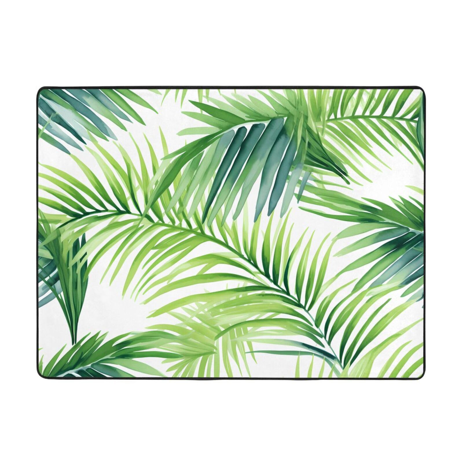 Tapis aquarelle feuilles de palmier haut de gamme velours fin
