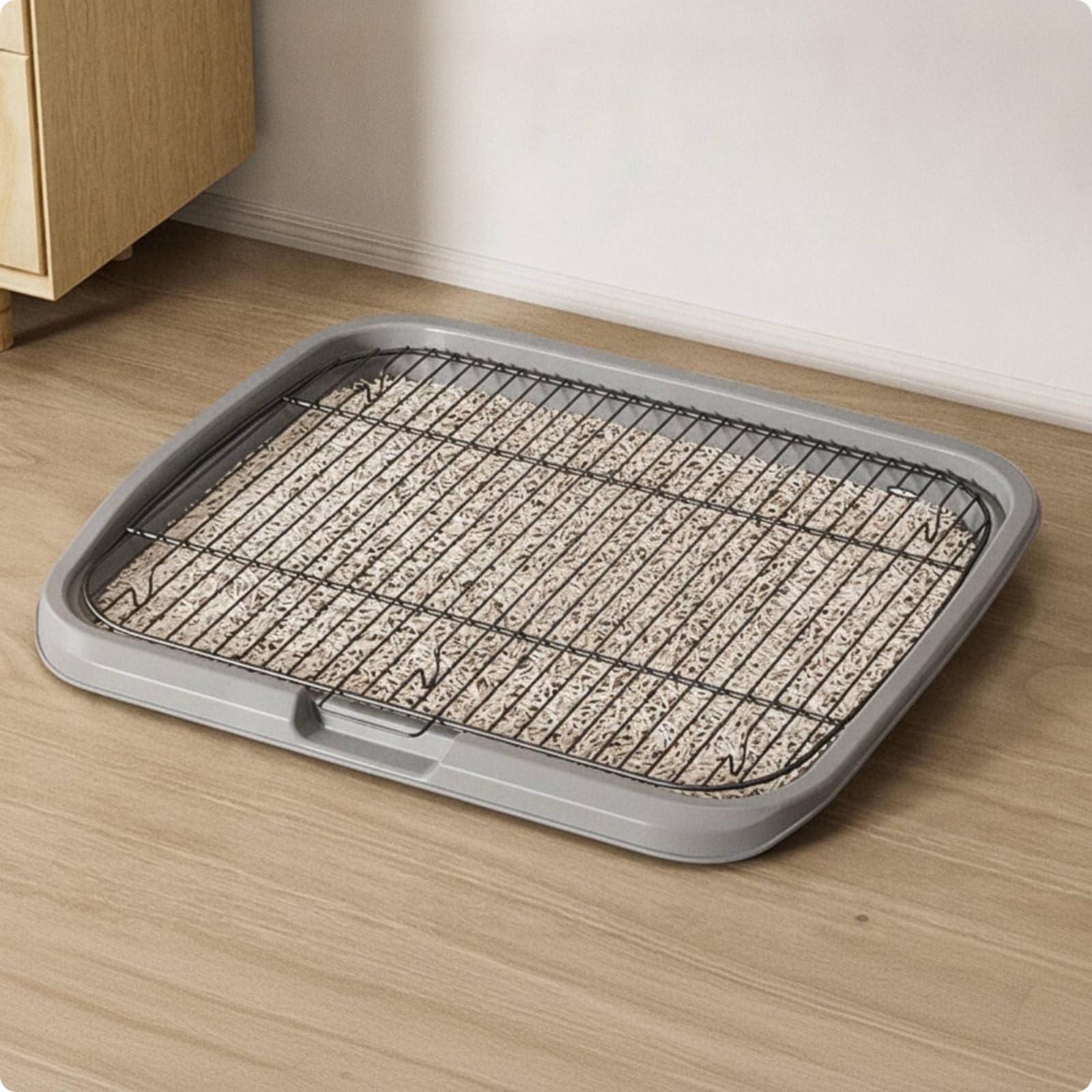 Colcolo Plateforme de Repos Bac à Déjections Chien Plateau Potty Tapis Grille Amovible avec Zone Texturée et Ouverture Basse en PP et Fer Adaptée aux, Jaune Mangue, Style to 4